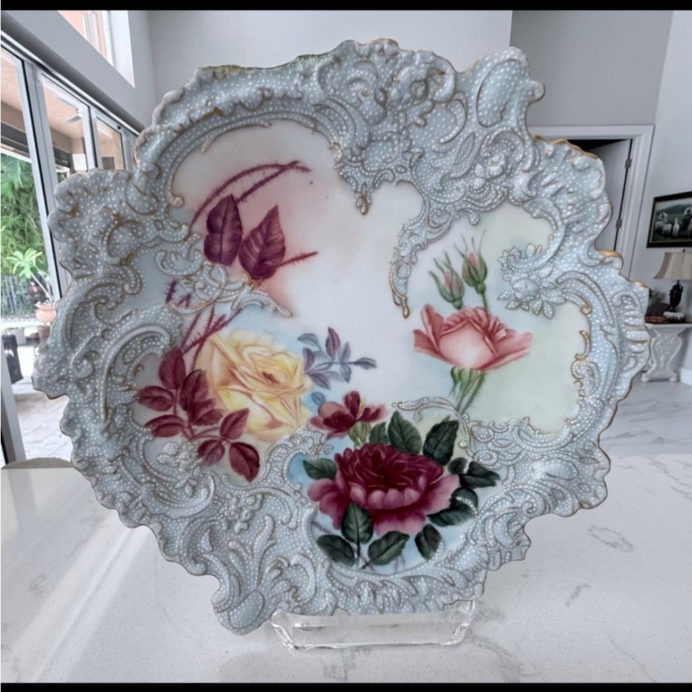 Antique PH Leonard Vienna Austria Hand-Painted Porcelain Floral Plate | 10"